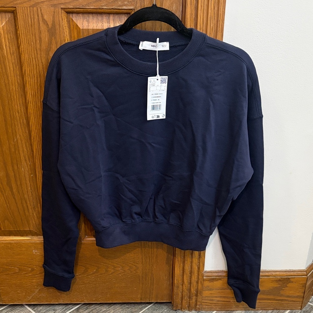 Mango Navy Blue Sweatshirt NWT Streetwear Sporty Athleisure Minimalist Small